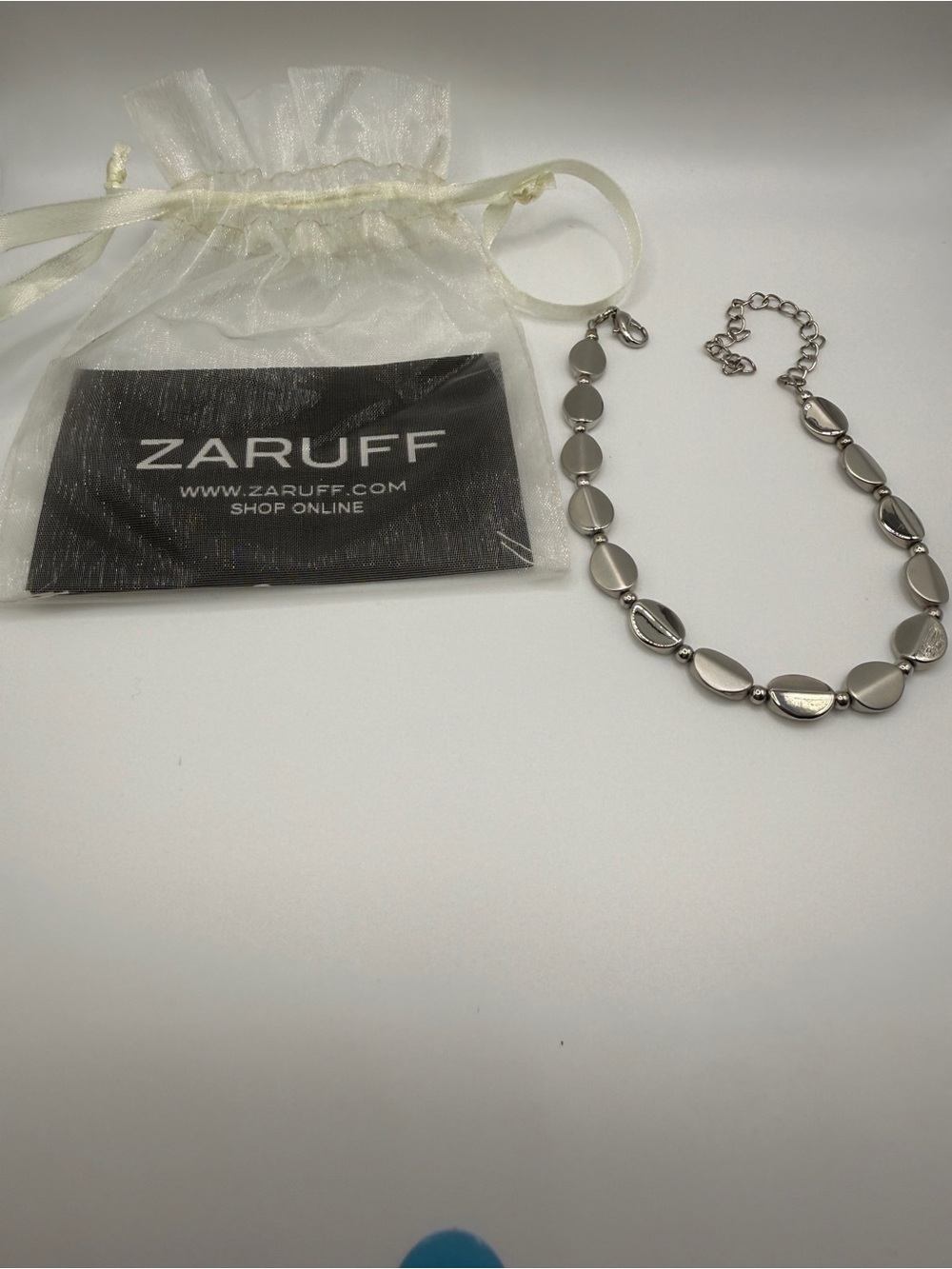 Silver Link Bracelet - Polished Oval Beads